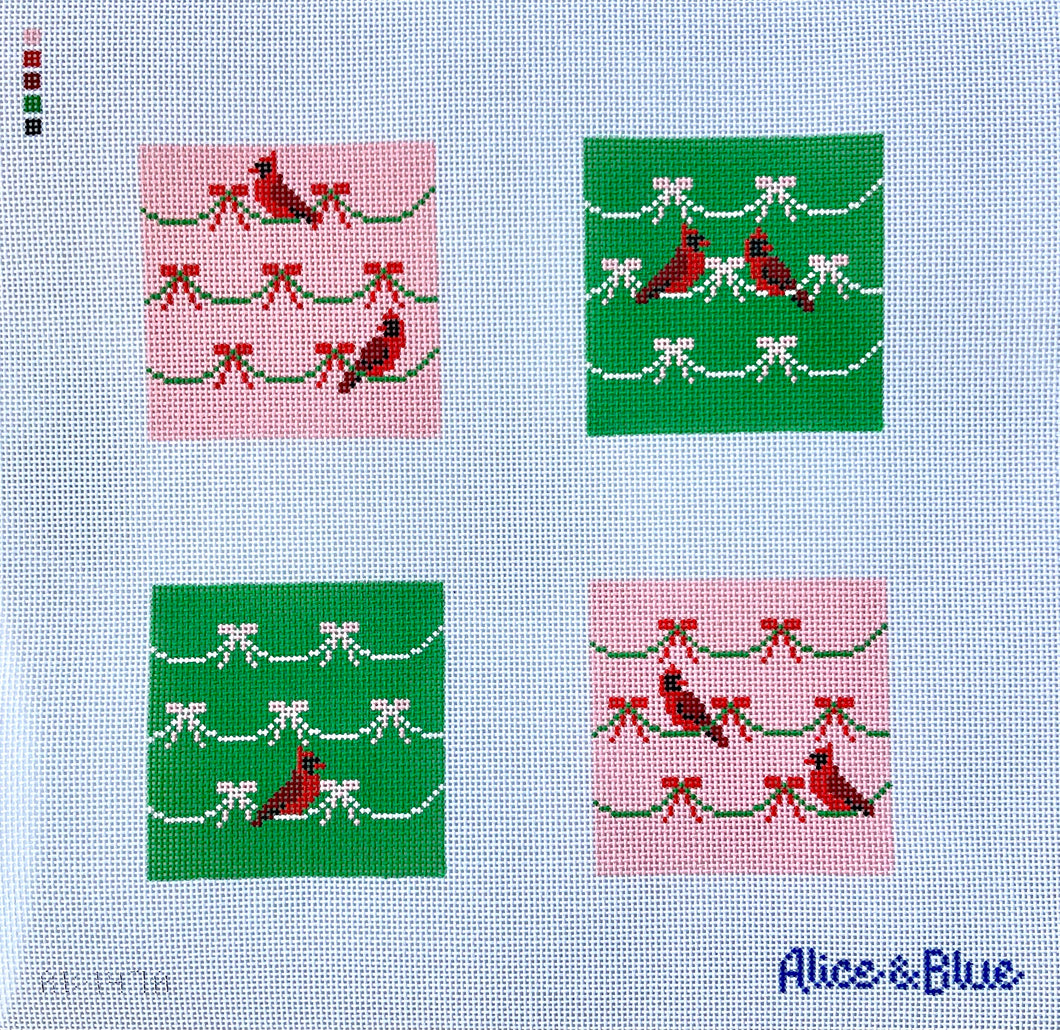 All Wrapped Up Cardinal Coasters: Set of Four